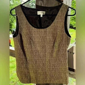 Jones New York Suits Lined Sleeveless Top Womens Sz 6 Tan/Blk Formal Business